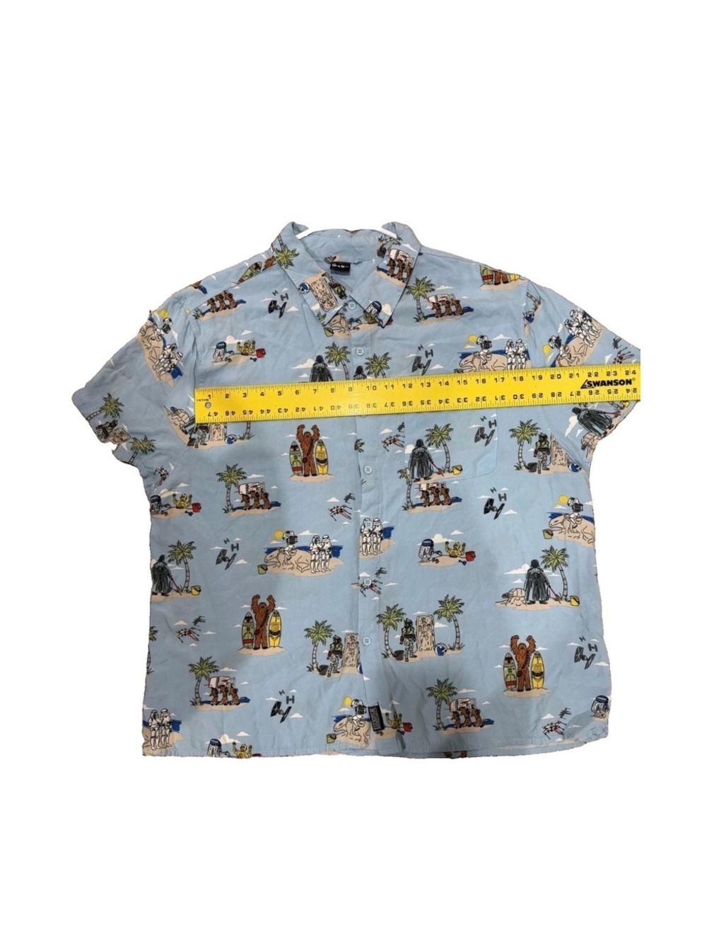Star Wars Lucasfilm 2XL Hawaiian Button Up Shirt Blue Vacation - Picture 11 of 11